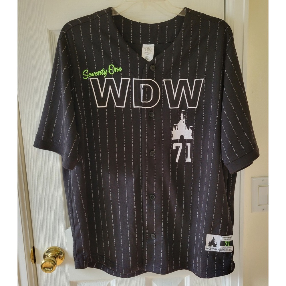 Walt Disney World Baseball Jersey Size XL 71 Years Black All Over Print